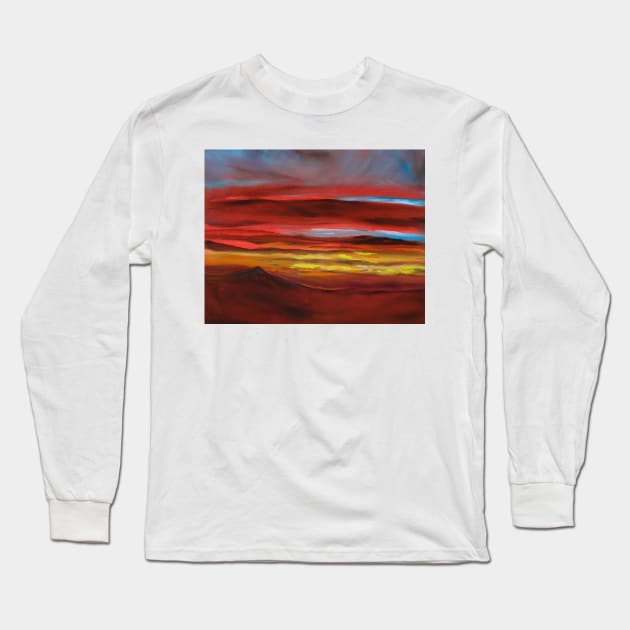 Koko Head Sunrise. As I looked over my lanai on an early morning the colorful sunrise struck me with all of its colorful glory and I quickly snapped a picture and painted it.  This is my painting. Long Sleeve T-Shirt by jennyleeandjim